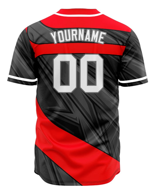 Custom Red Black Dynamic Lines Baseball Jersey
