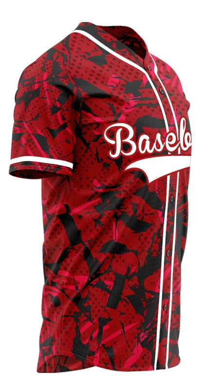 Custom Red Black Silhouette Baseball Jersey