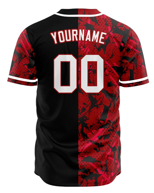 Custom Red Black Silhouette Half Baseball Jersey