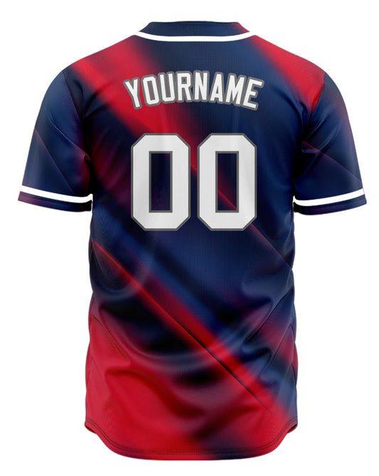 Custom Red Blue Fuzzy Slash Baseball Jersey