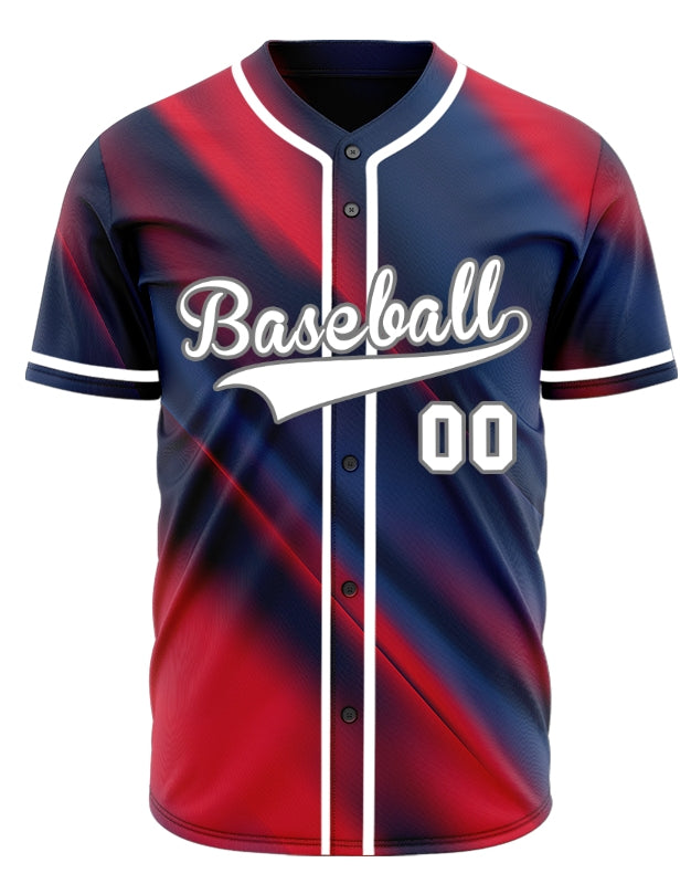 Custom Red Blue Fuzzy Slash Baseball Jersey