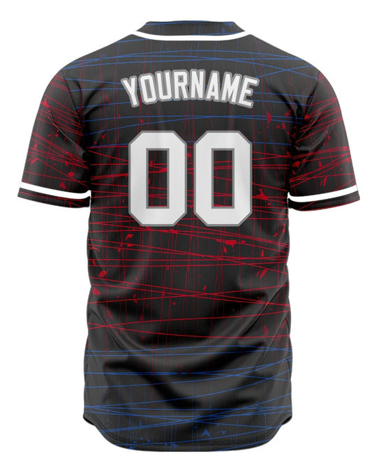 Custom Red Blue Intersecting Lines Baseball Jersey