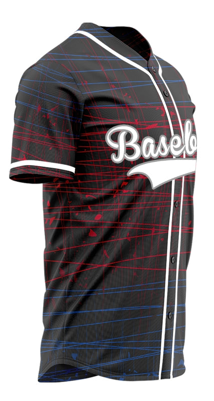Custom Red Blue Intersecting Lines Baseball Jersey