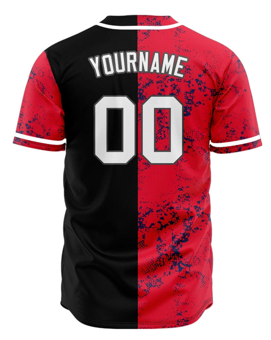 Custom Red Blue Points Half Baseball Jersey