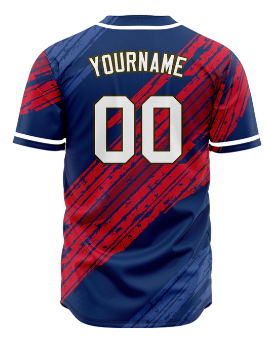 Custom Red Blue Slash Baseball Jersey