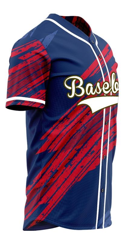Custom Red Blue Slash Baseball Jersey