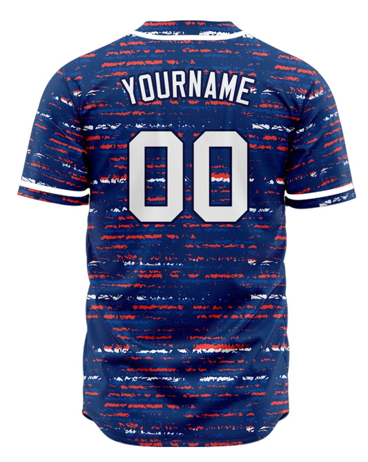 Custom Red Blue White Horizontal Lines Baseball Jersey