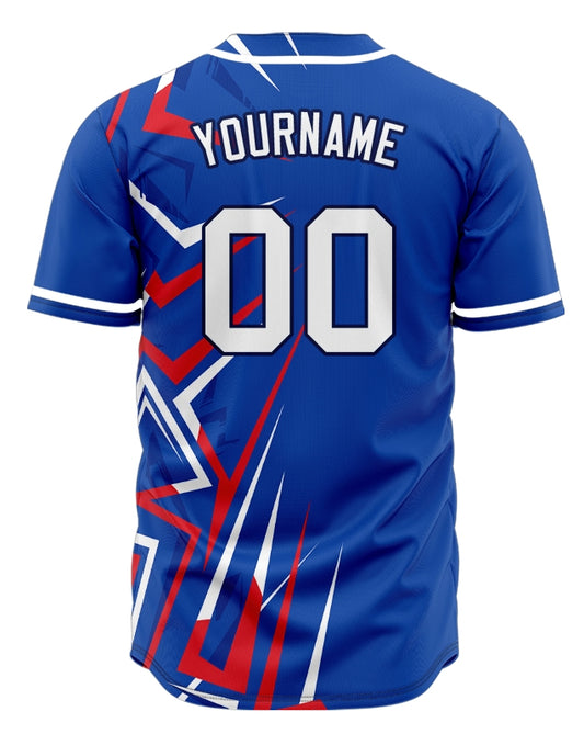 Custom Red Blue White Lines Baseball Jersey