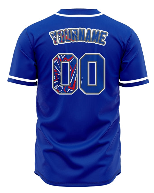 Custom Red Blue White Lines Blue Baseball Jersey