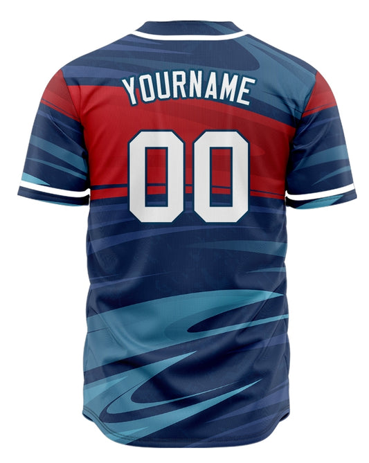 Custom Red Dark Blue Dynamic Baseball Jersey