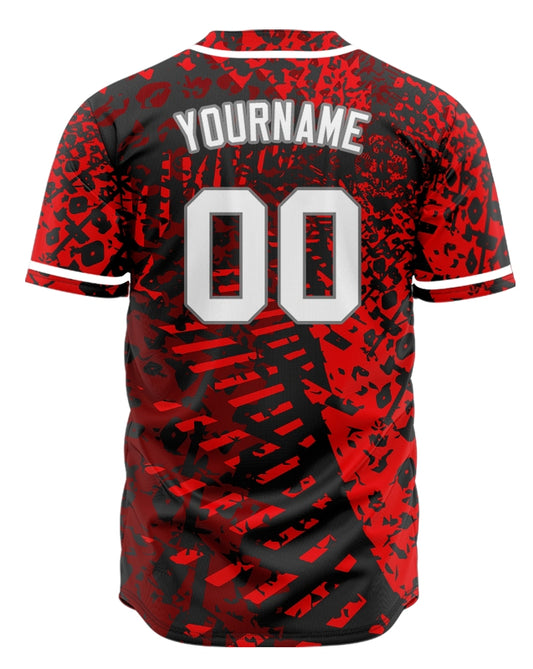 Custom Red Dark Tire Marks Baseball Jersey