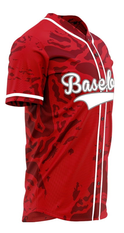 Custom Red Dark White Grain Baseball Jersey