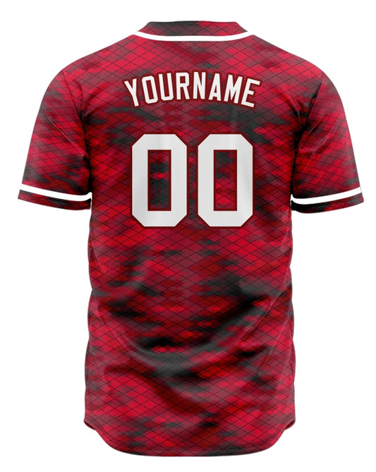 Custom Red Diamond Lattice Baseball Jersey
