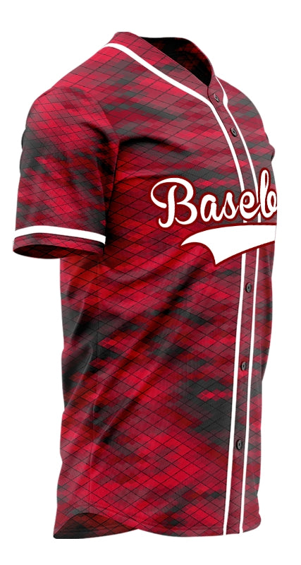 Custom Red Diamond Lattice Baseball Jersey