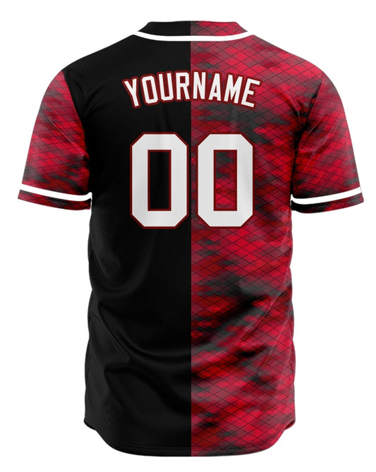 Custom Red Diamond Lattice Half Baseball Jersey