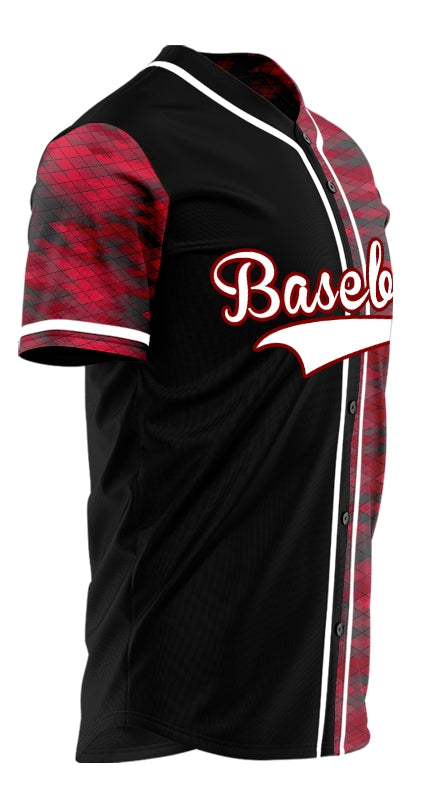 Custom Red Diamond Lattice Half Baseball Jersey