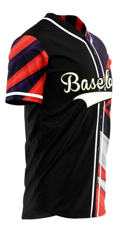 Custom Red Grey Black Lines Half Baseball Jersey