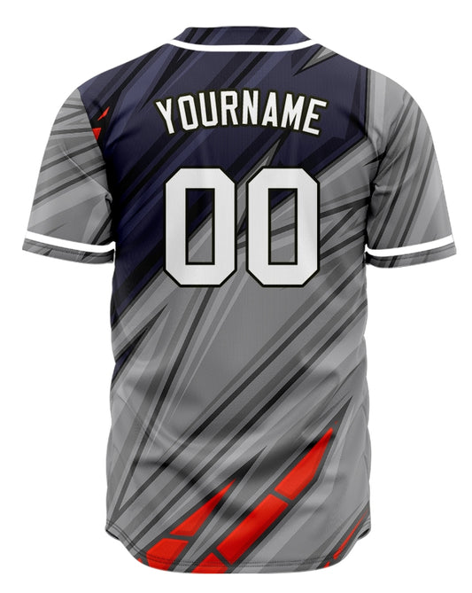 Custom Red Grey Dark Blue Lines Baseball Jersey