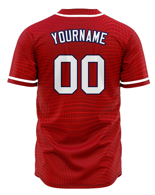 Custom Red Grid Baseball Jersey