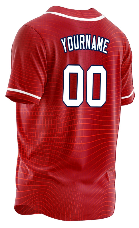 Custom Red Grid Baseball Jersey