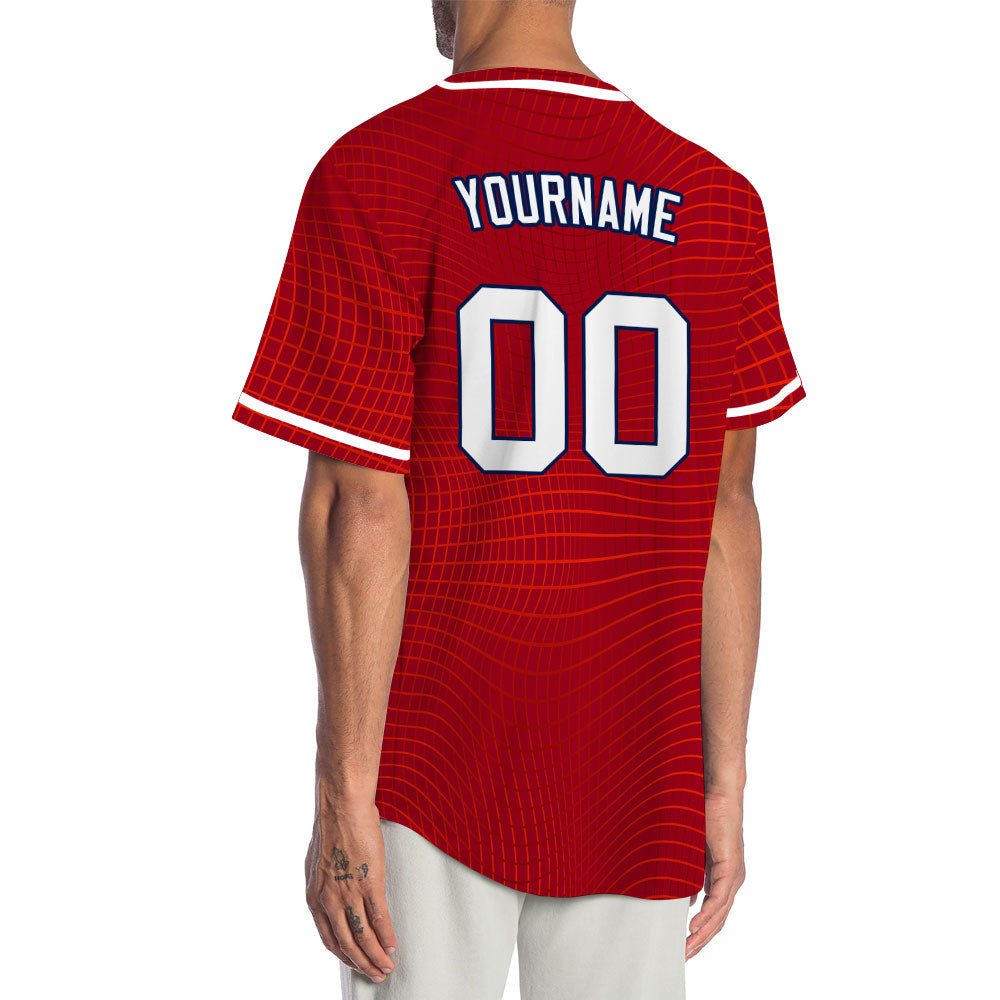 Custom Red Grid Baseball Jersey