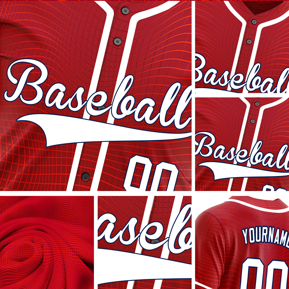 Custom Red Grid Baseball Jersey