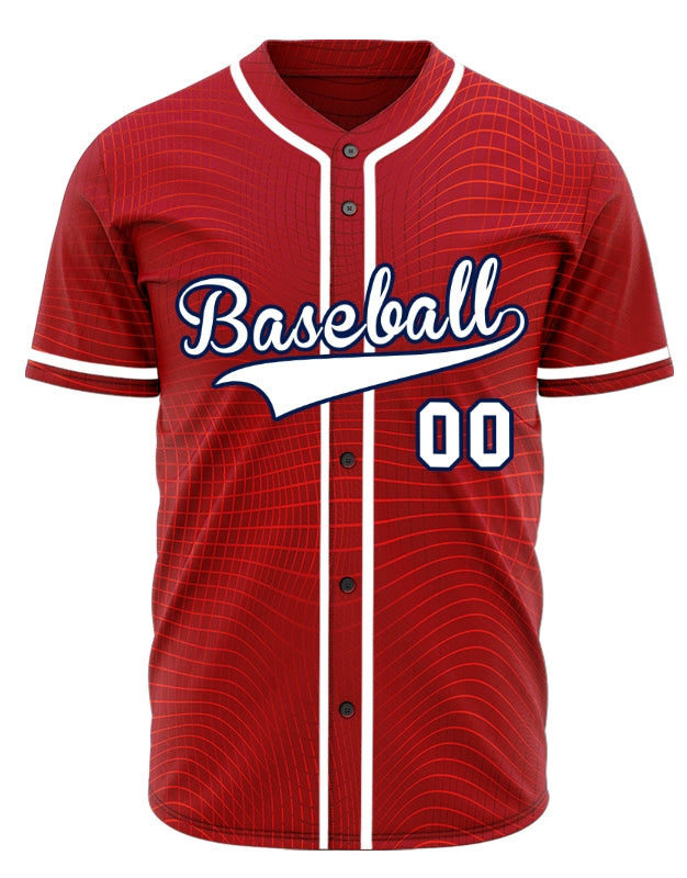 Custom Red Grid Baseball Jersey