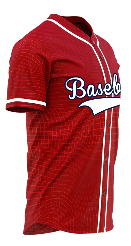 Custom Red Grid Baseball Jersey