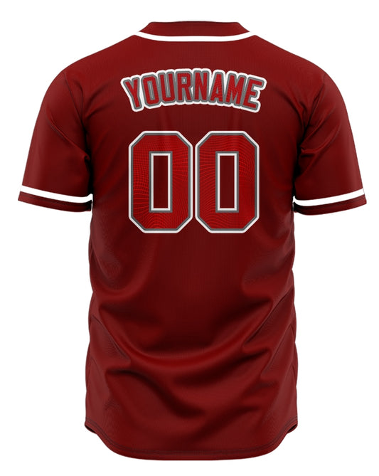 Custom Red Grid Dark Red Baseball Jersey