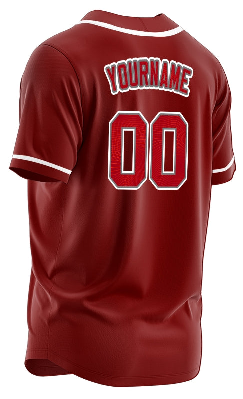 Custom Red Grid Dark Red Baseball Jersey