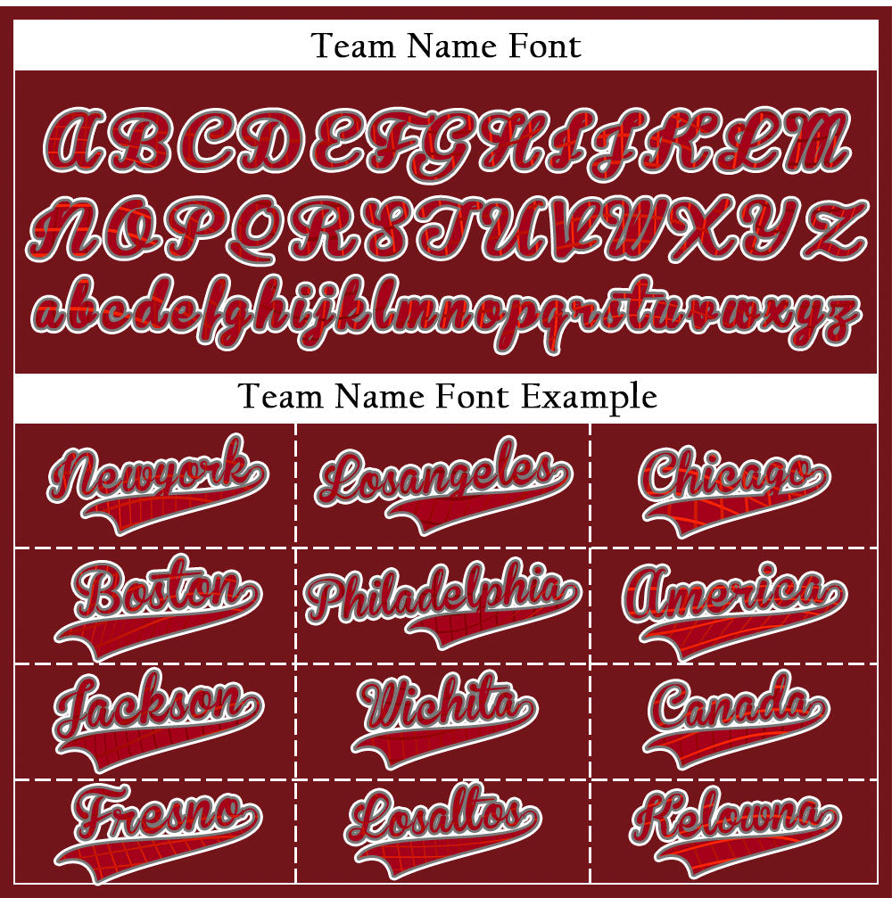 Custom Red Grid Dark Red Baseball Jersey