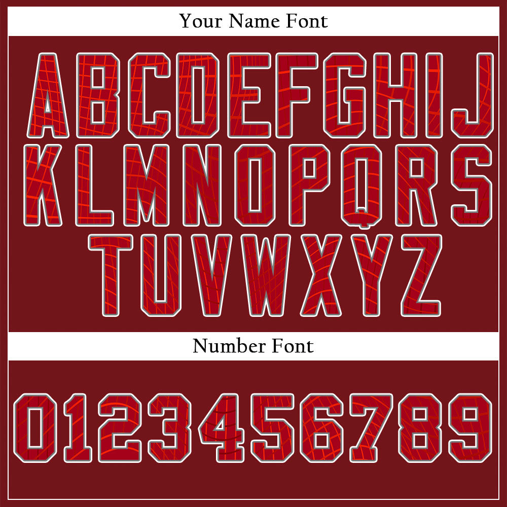 Custom Red Grid Dark Red Baseball Jersey