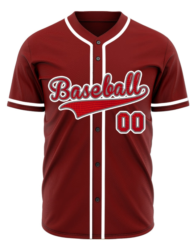 Custom Red Grid Dark Red Baseball Jersey