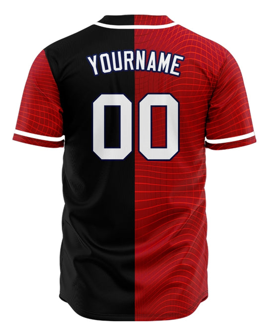 Custom Red Grid Half Baseball Jersey