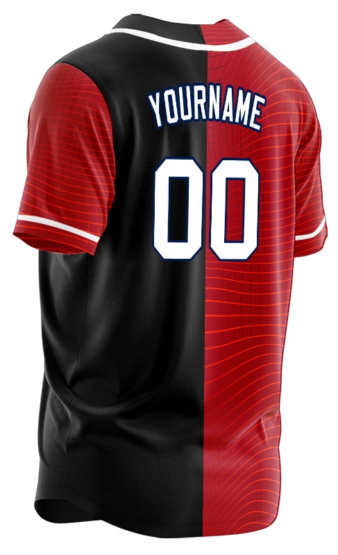 Custom Red Grid Half Baseball Jersey