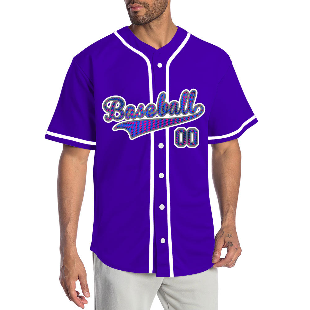 Custom Red Leaves Purple Baseball Jersey