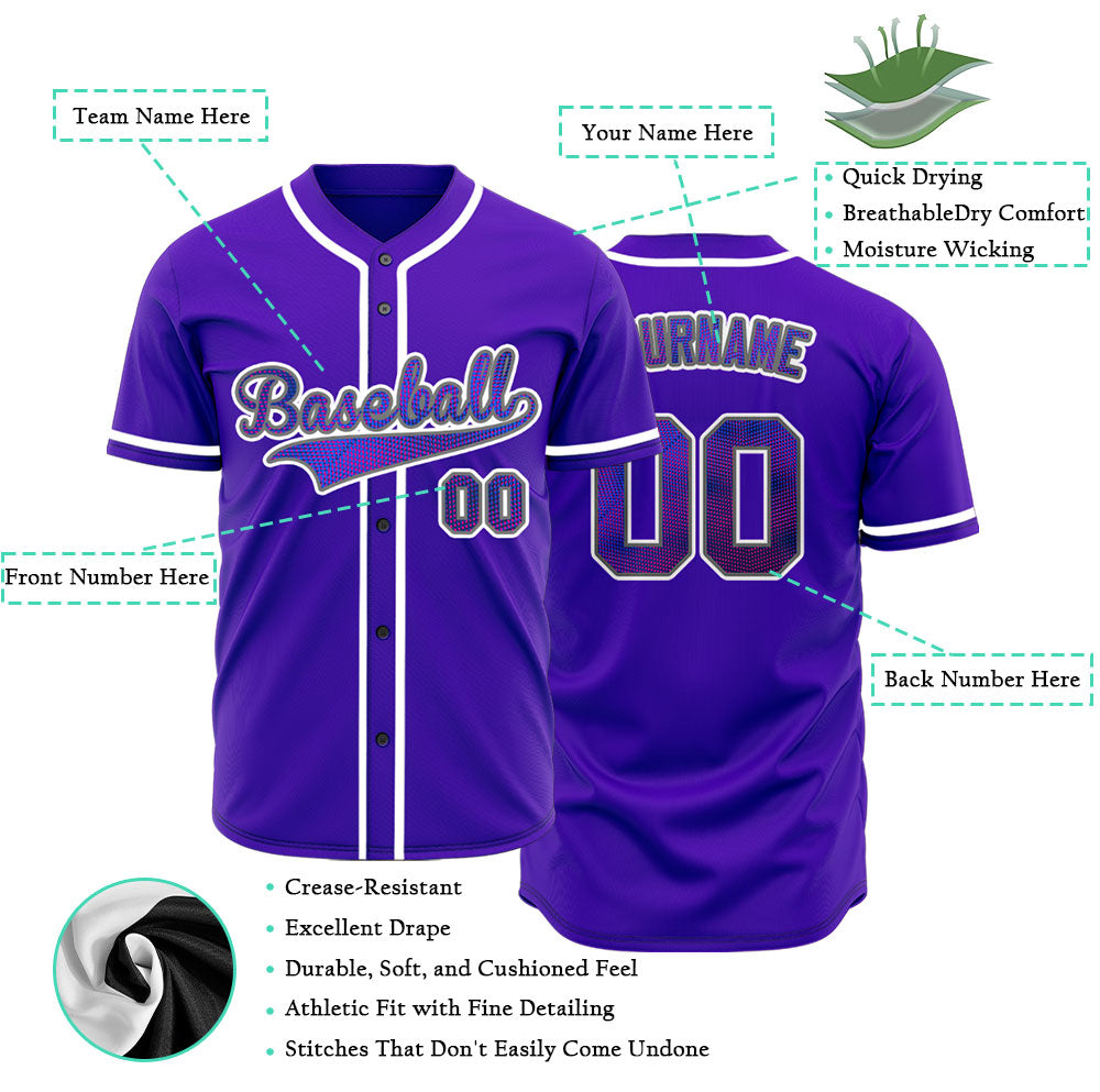 Custom Red Leaves Purple Baseball Jersey