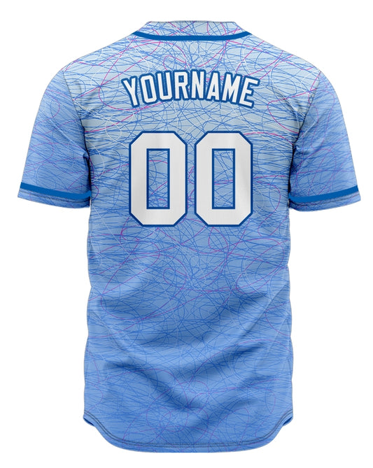 Custom Red Light Blue White Lines Baseball Jersey