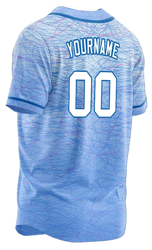 Custom Red Light Blue White Lines Baseball Jersey