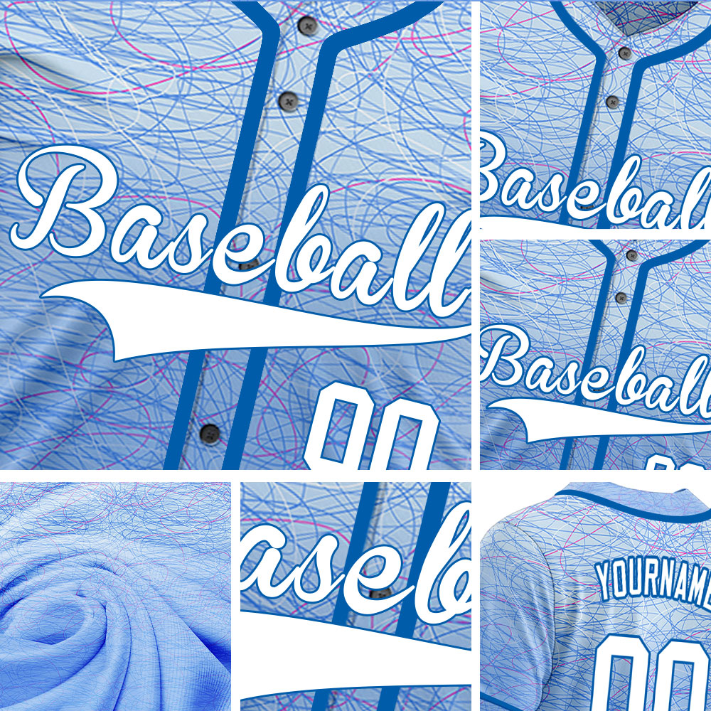 Custom Red Light Blue White Lines Baseball Jersey