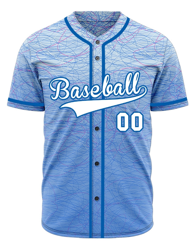 Custom Red Light Blue White Lines Baseball Jersey