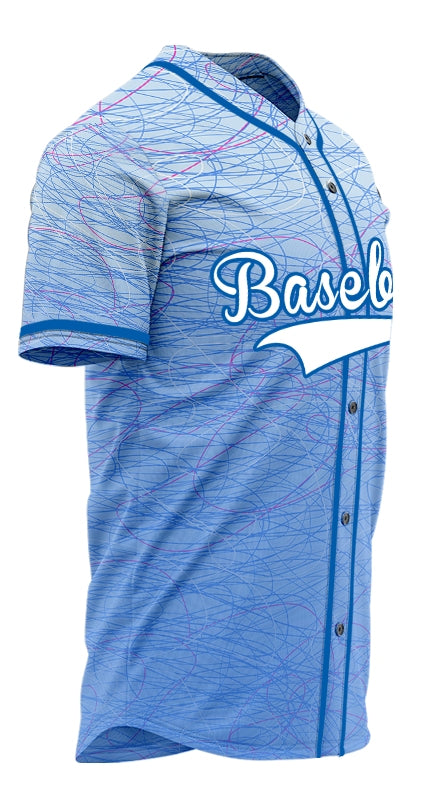 Custom Red Light Blue White Lines Baseball Jersey