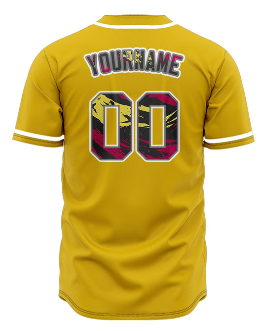 Custom Red Old Grain Yellow Baseball Jersey
