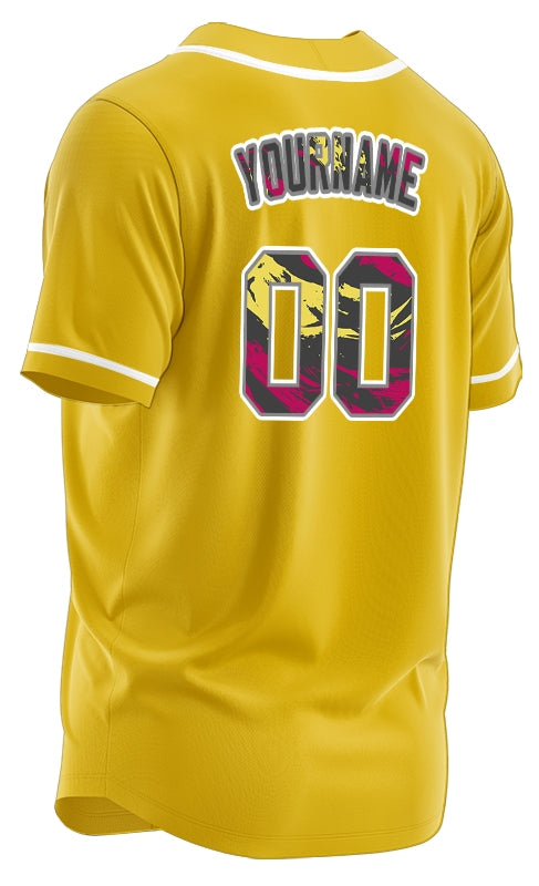 Custom Red Old Grain Yellow Baseball Jersey