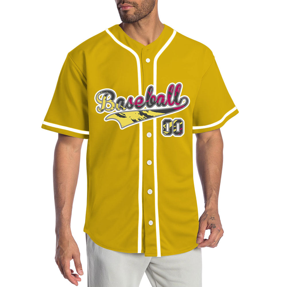 Custom Red Old Grain Yellow Baseball Jersey