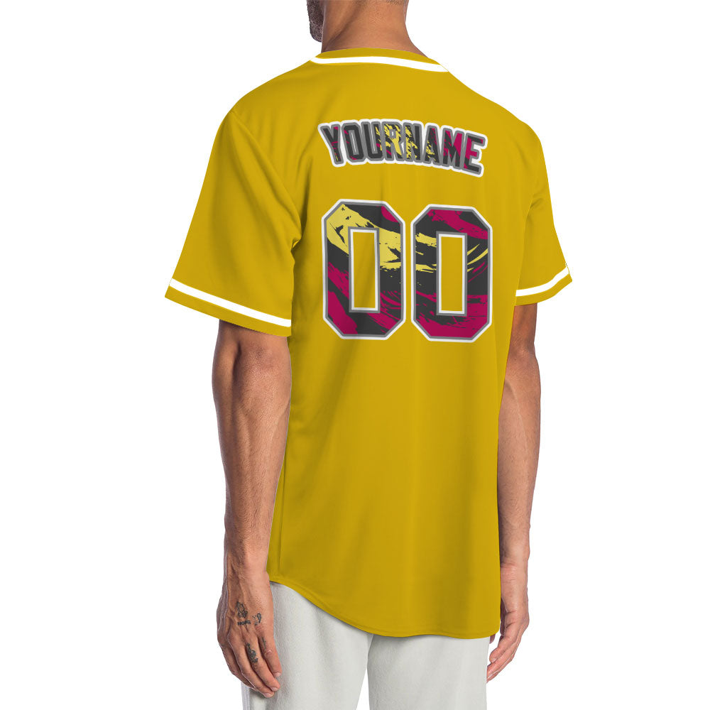 Custom Red Old Grain Yellow Baseball Jersey