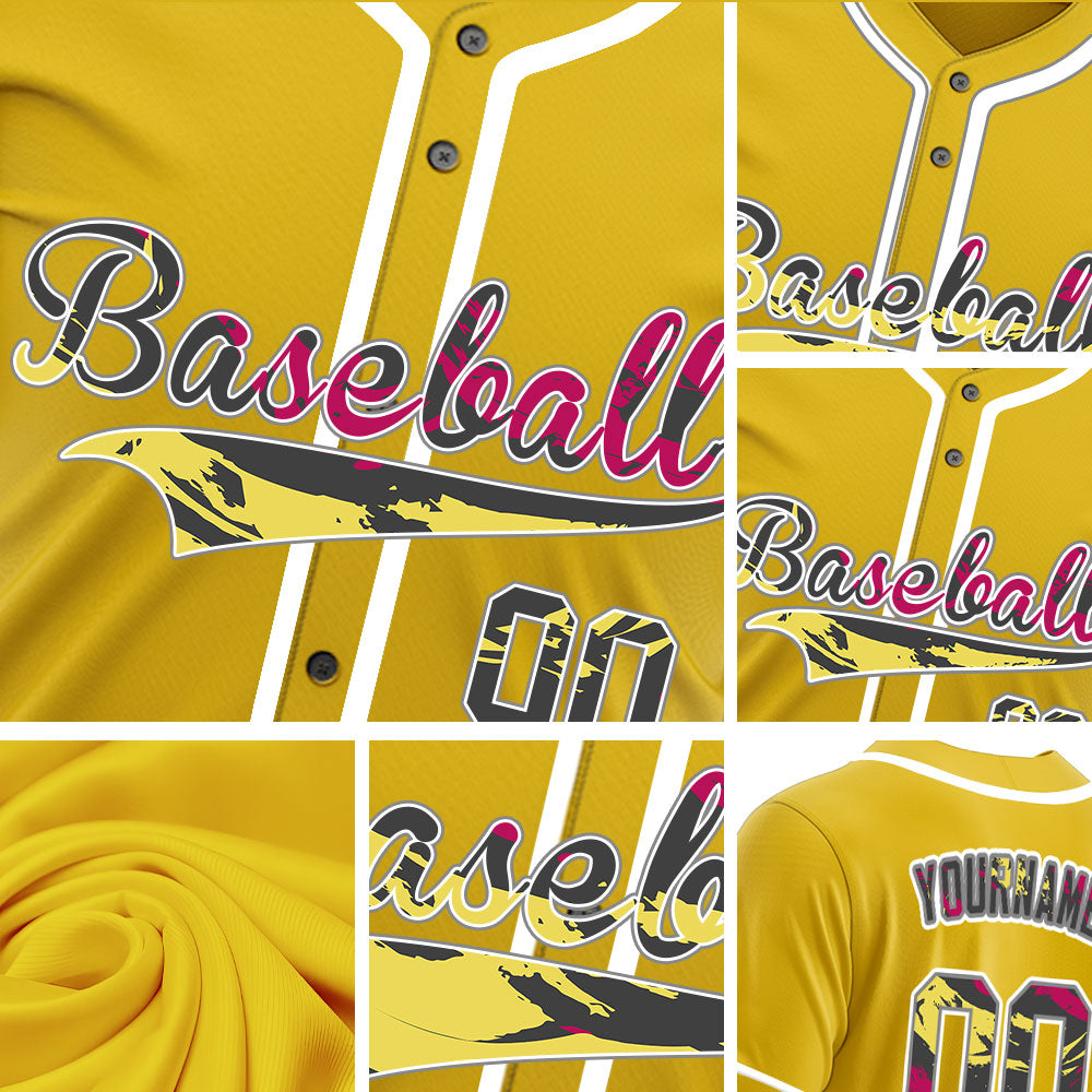 Custom Red Old Grain Yellow Baseball Jersey