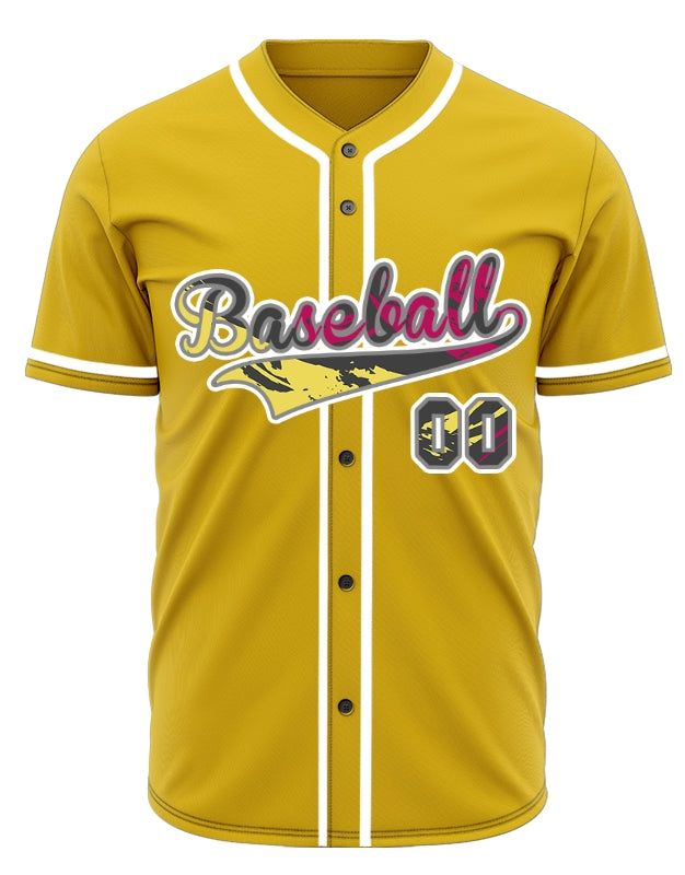 Custom Red Old Grain Yellow Baseball Jersey