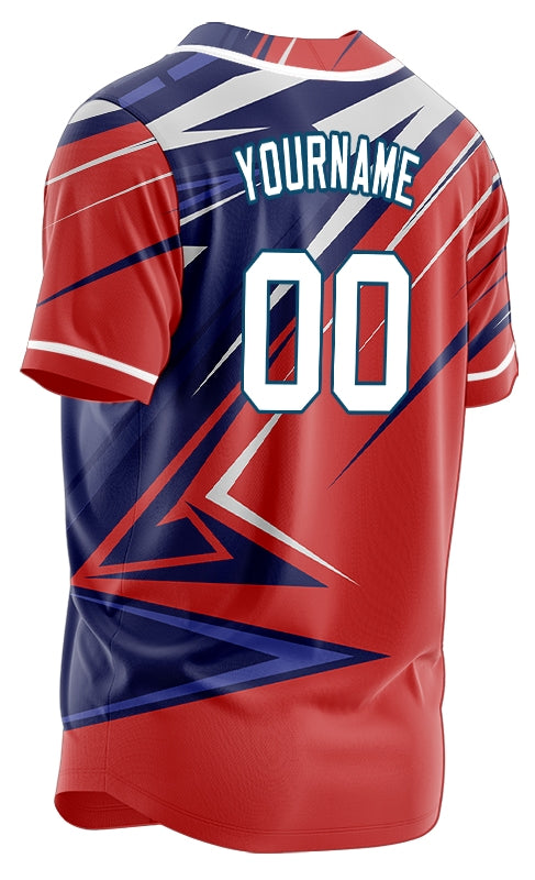Custom Red Purple Grey Lines Baseball Jersey