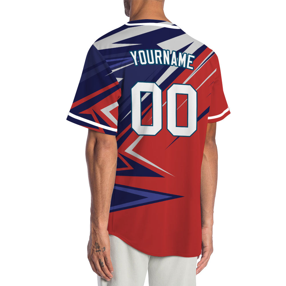 Custom Red Purple Grey Lines Baseball Jersey